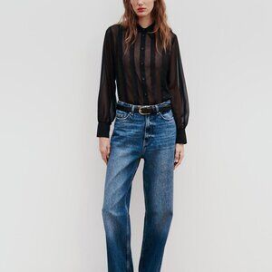 ZARA  SEMI-TRANSPARENT SHIRT WITH LACE SIZE XS 2298/076/800